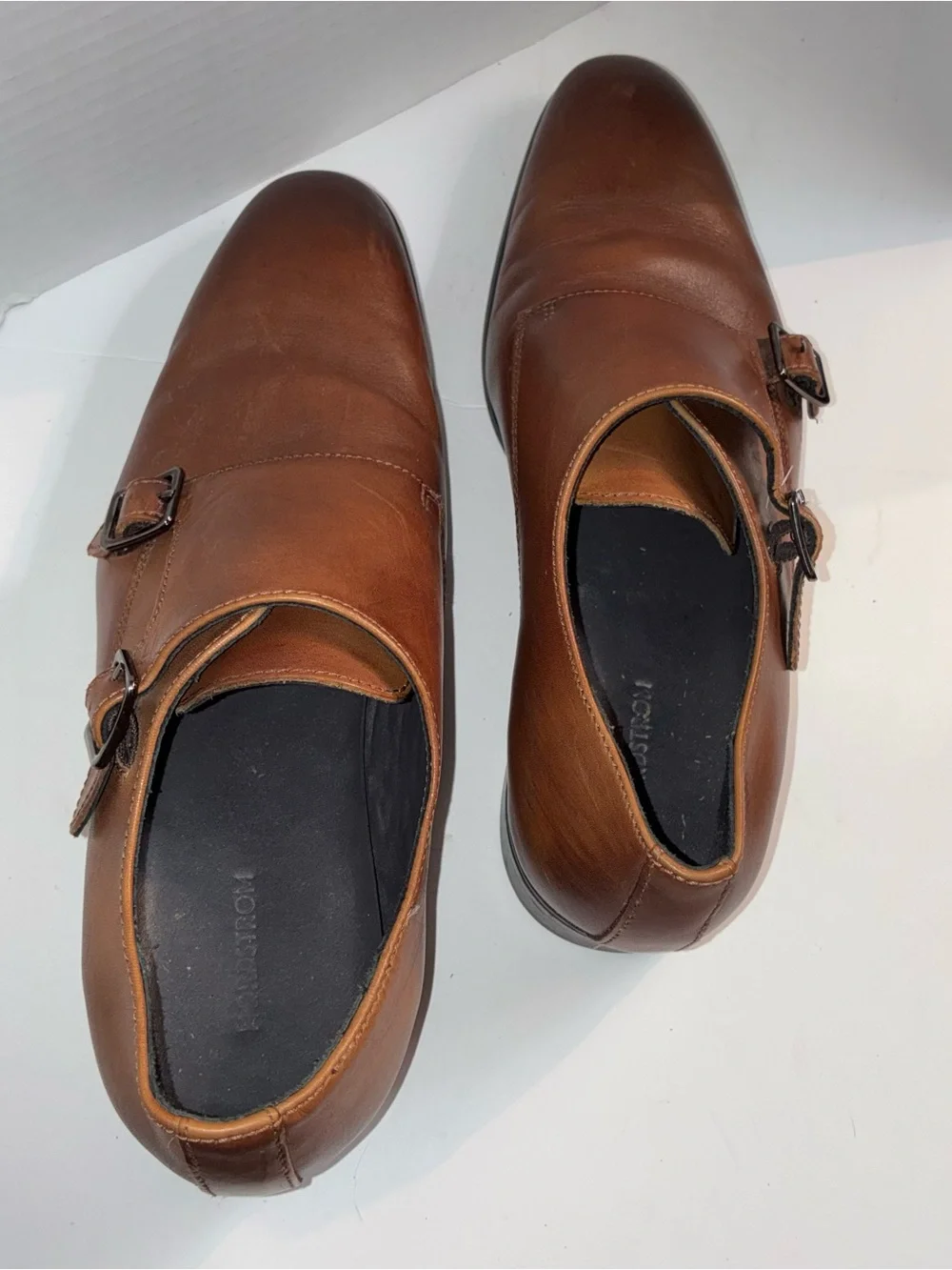 Nordstrom Men's Tan Leather Single Monk Strap Slip-On Loafers